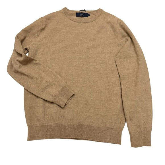 J.Crew Men's Sweater Sz M Slim Fit Merino Wool Camel Brown Crewneck Pullover